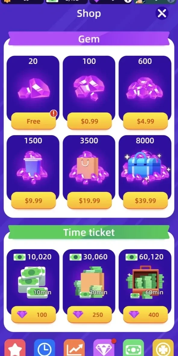 Fitness Club Tycoon paywall screen