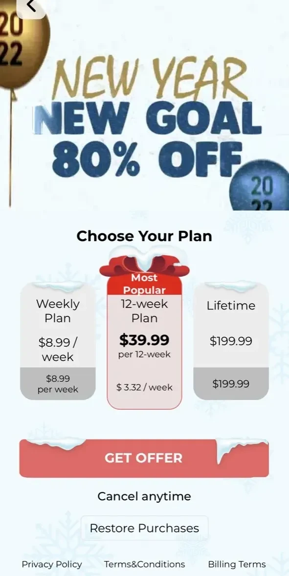 Fitonomy paywall screen