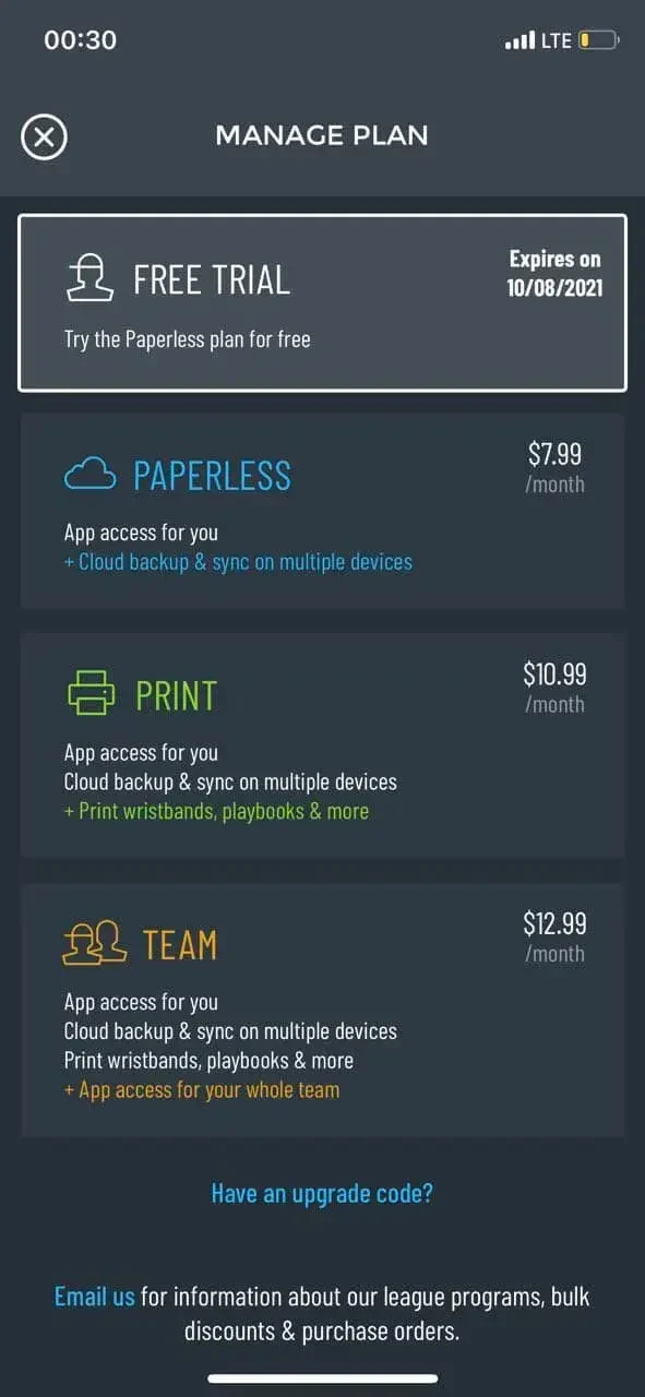 Flag Football Playmaker X paywall screen