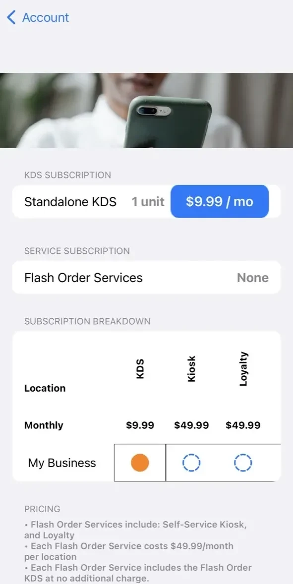 Flash Order Digital Ordering paywall screen