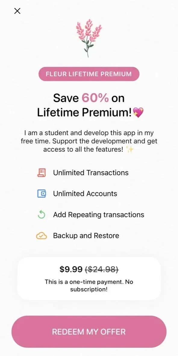 Budget Planner App paywall screen