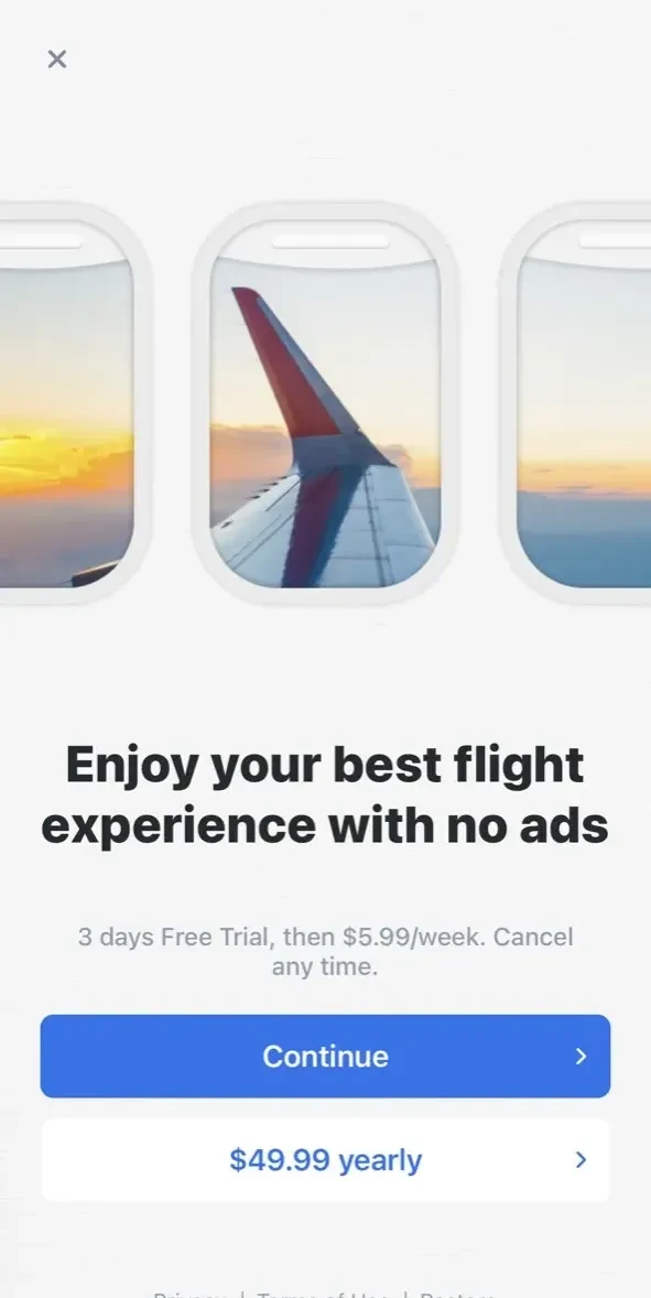 Flight Tracker paywall screen