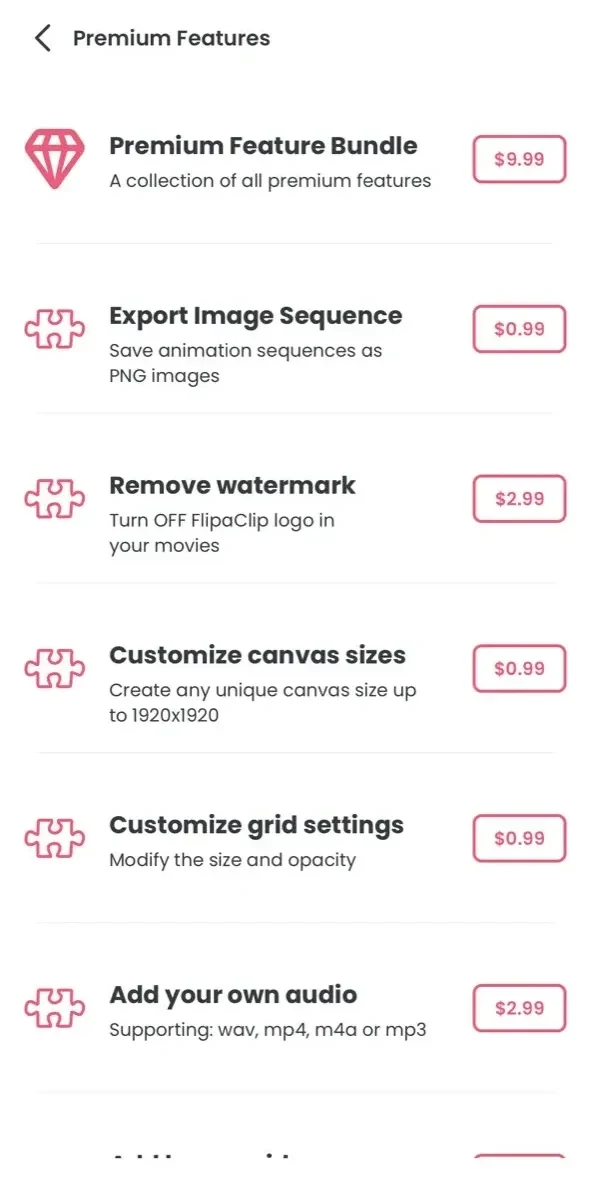 FlipaClip paywall screen