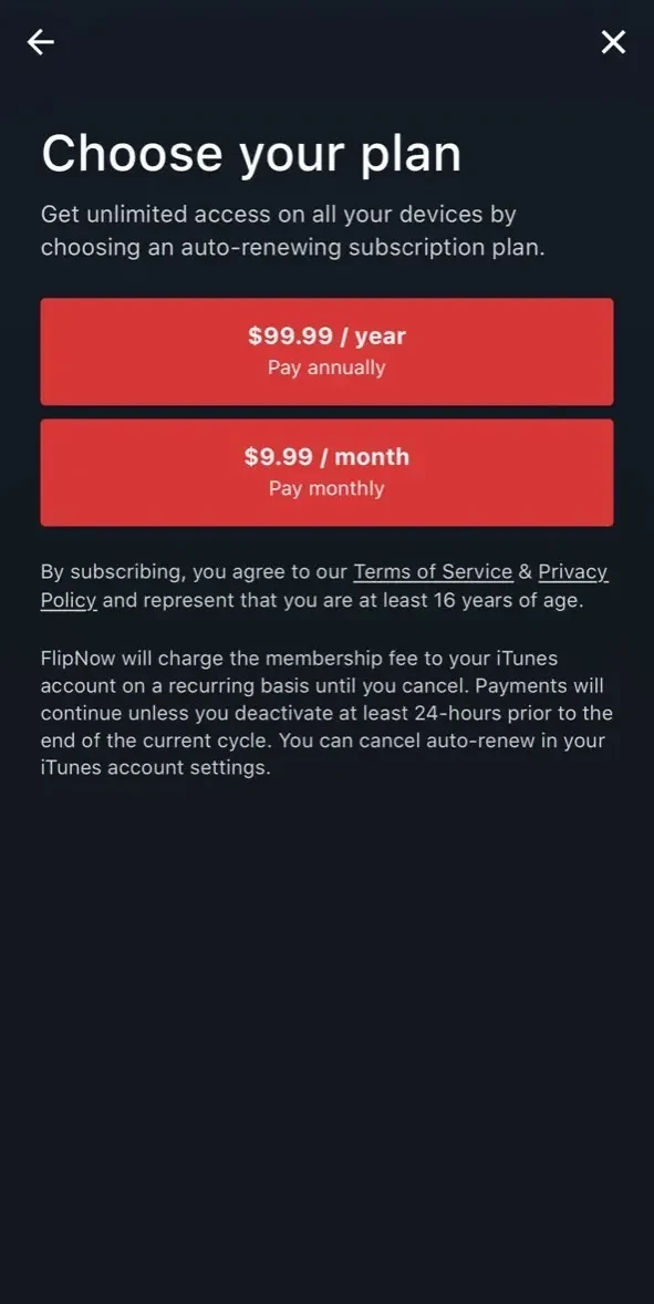 FlipNow paywall screen