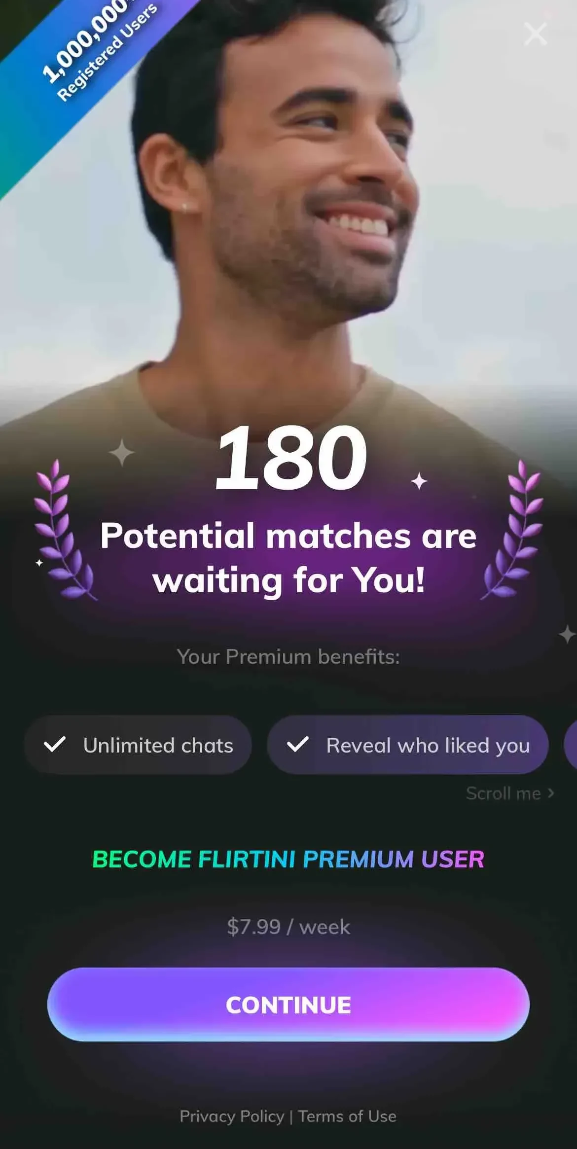 Flirtini paywall screen
