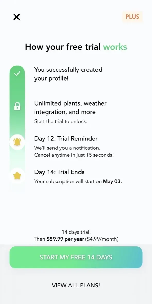 Flora paywall screen