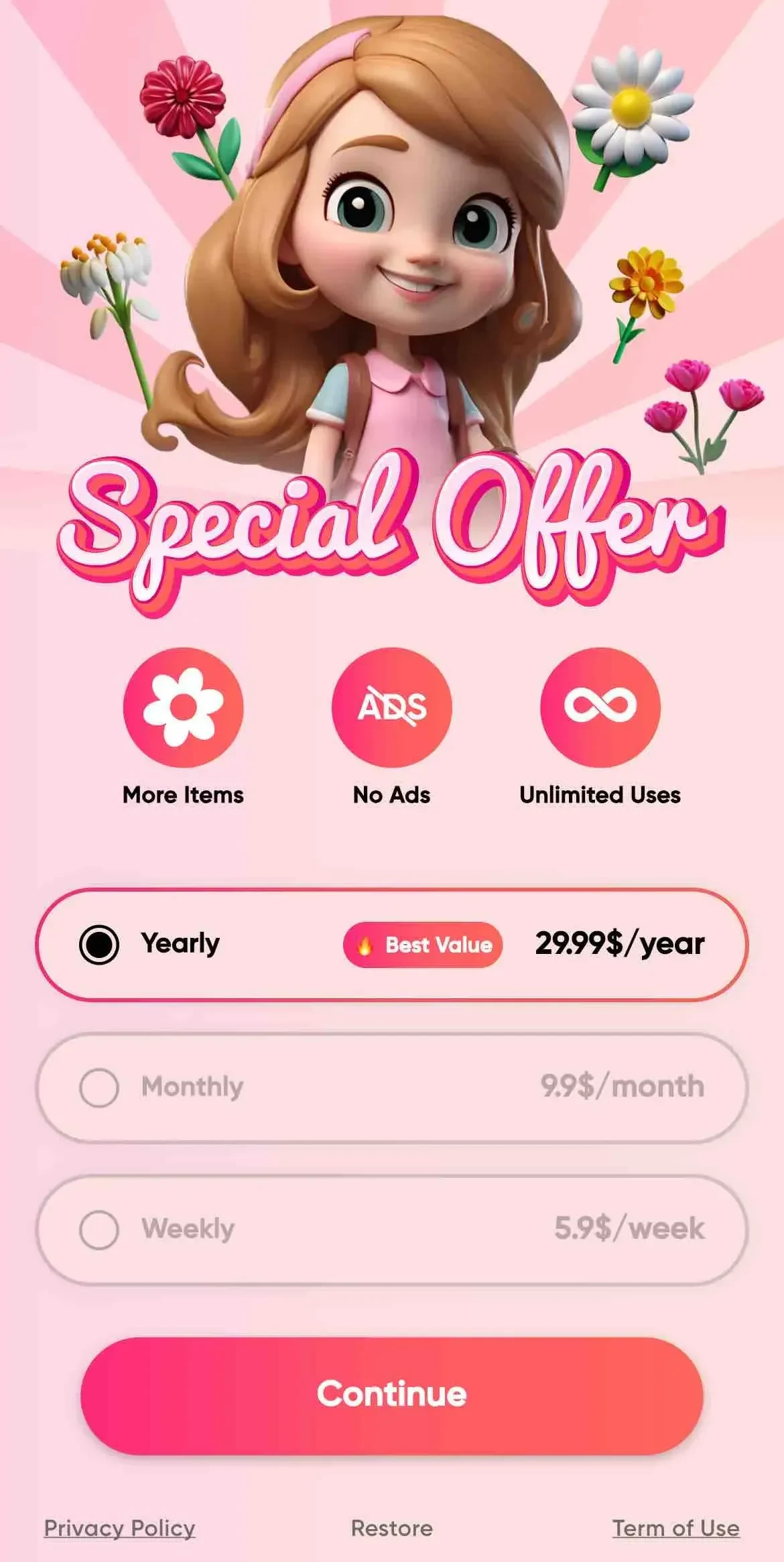 FloralWhisper paywall screen