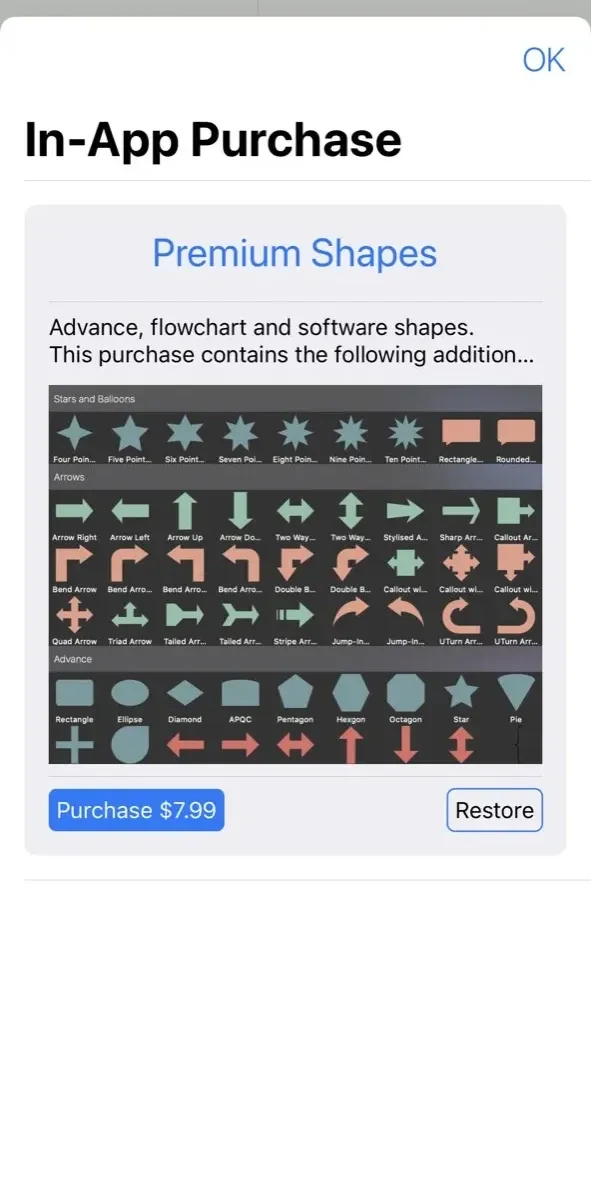Flowchart Designer 3 paywall screen