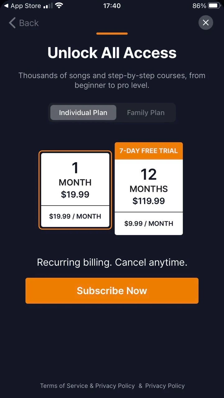 Flowkey paywall screen