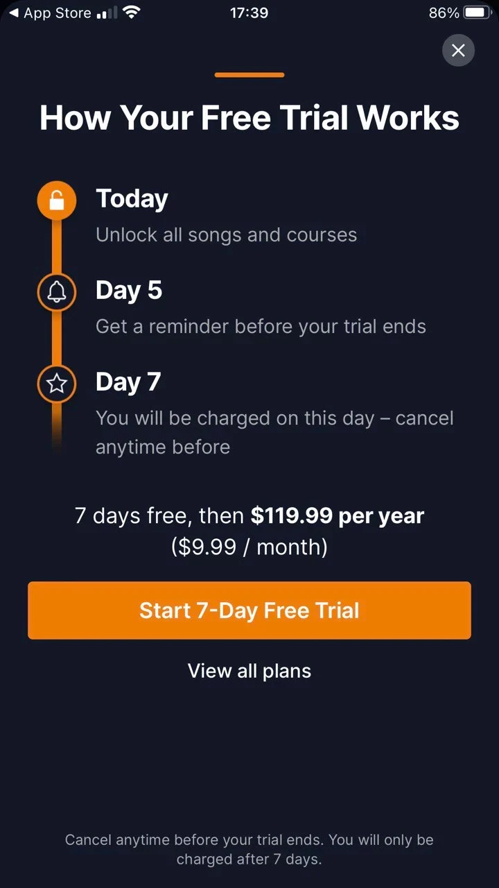 Flowkey paywall screen