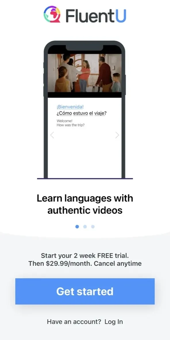 FluentU paywall screen