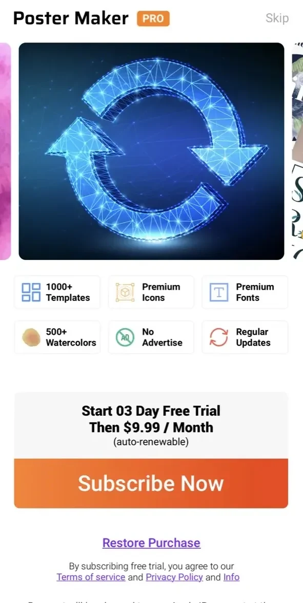 Flyer Maker paywall screen