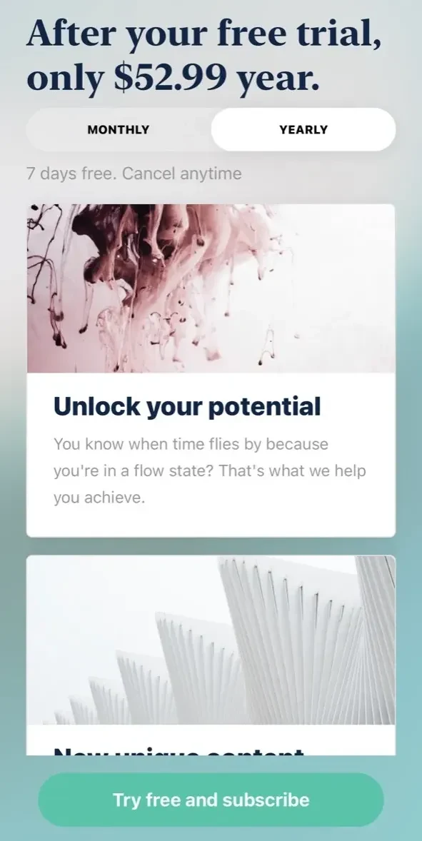Focus@Will paywall screen