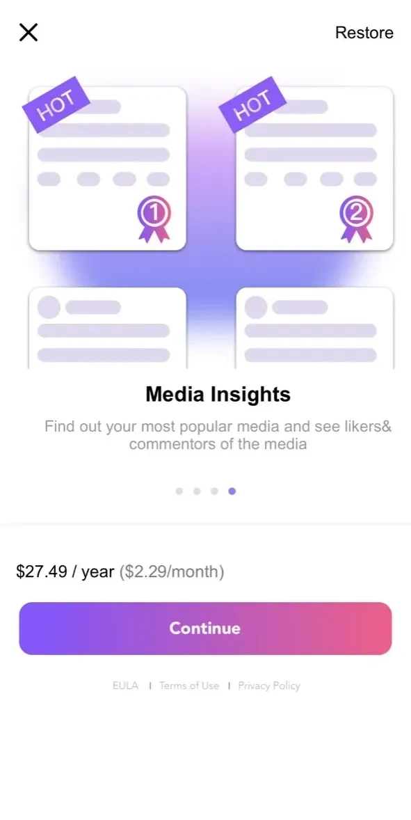 Followers Reports paywall screen