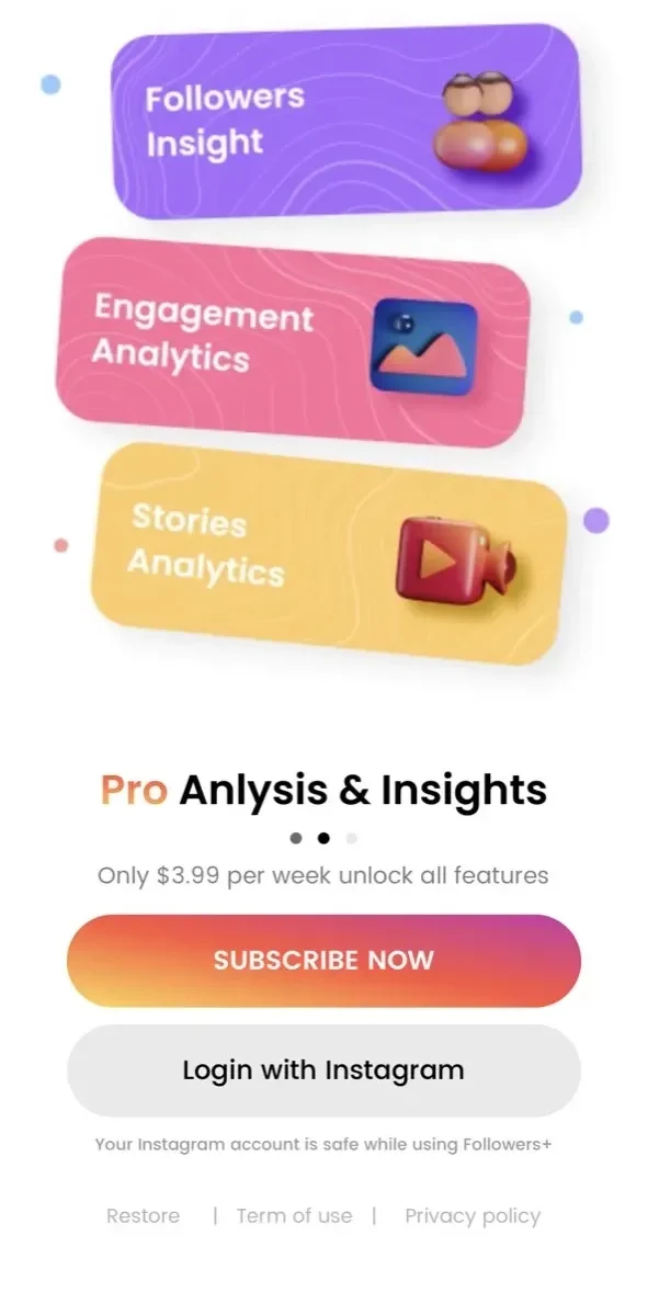 Followers+ Track paywall screen