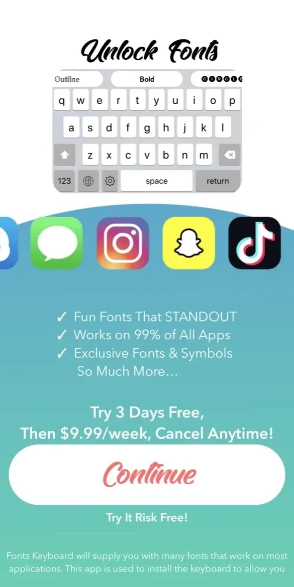 Fonts paywall screen