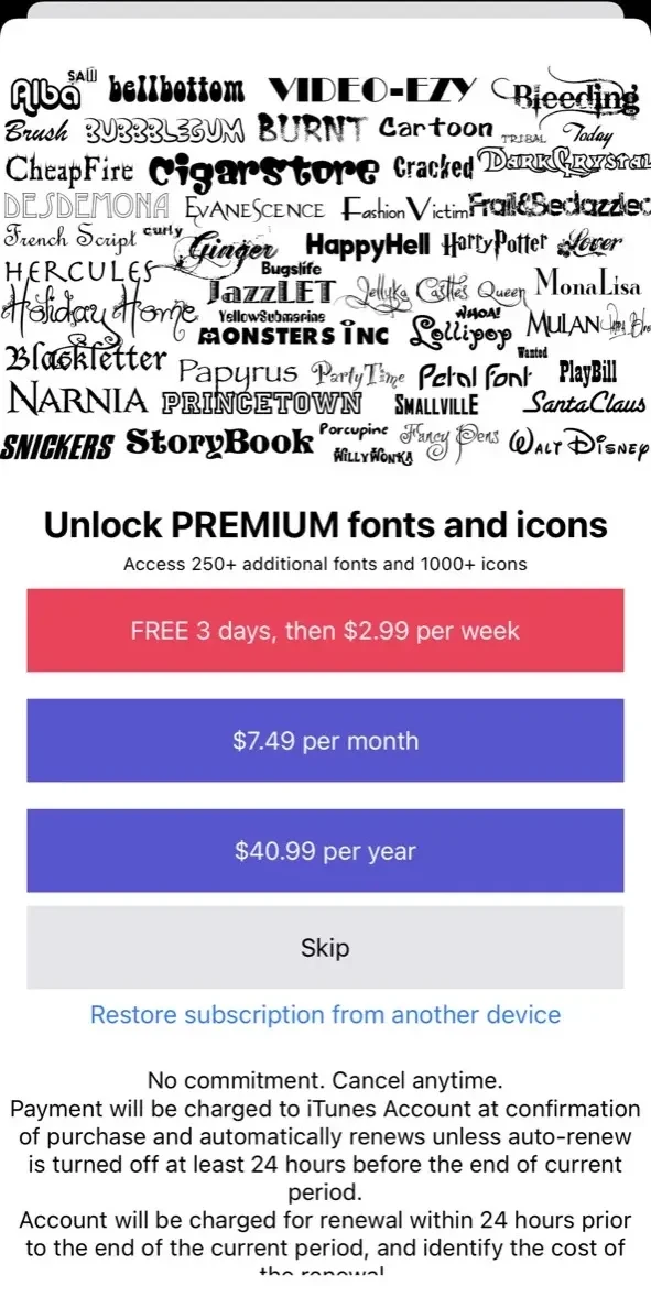 Font Viewer Typeface Font Book paywall screen