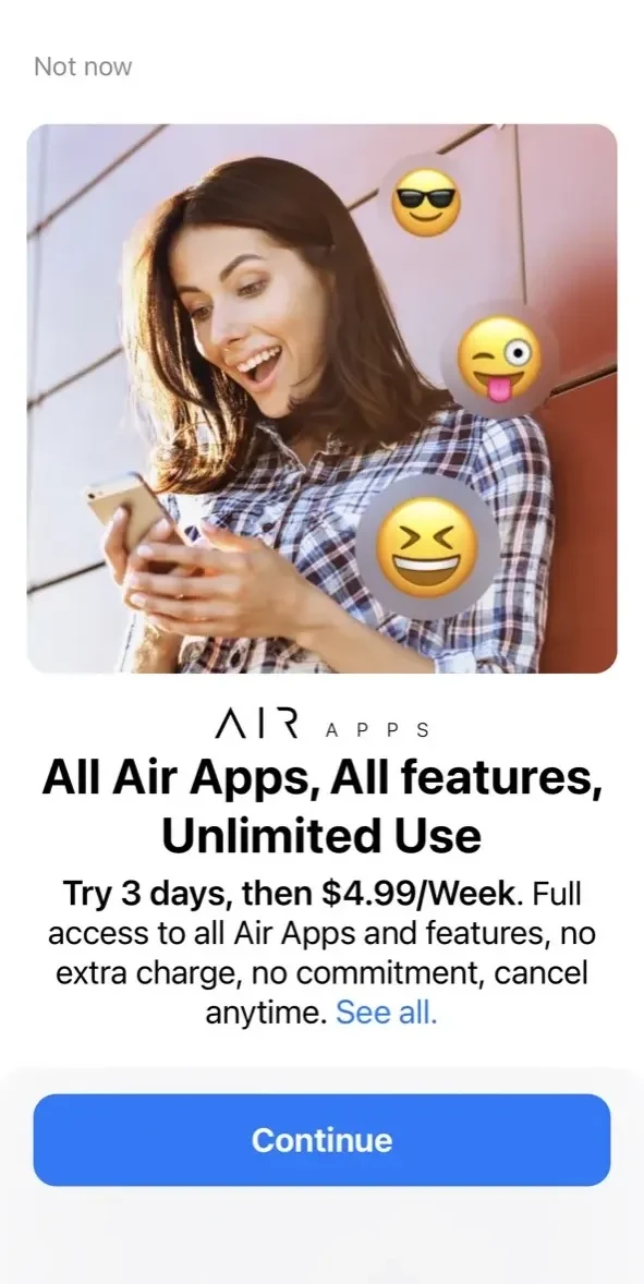 Fonts Air paywall screen