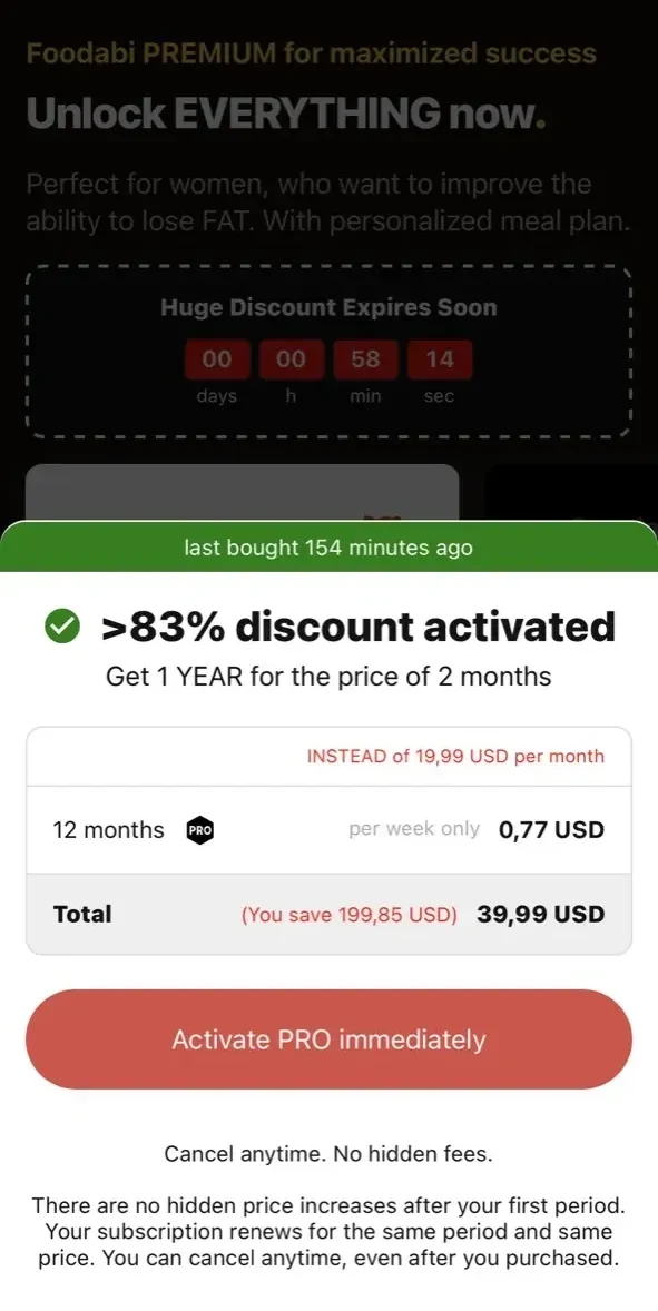 Foodabi App paywall screen