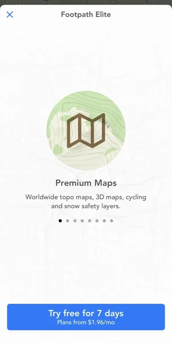 Footpath Route Planner paywall screen