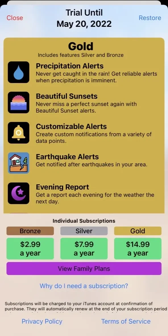 Forecast Bar paywall screen