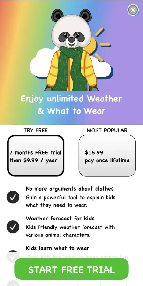 Forecast paywall screen