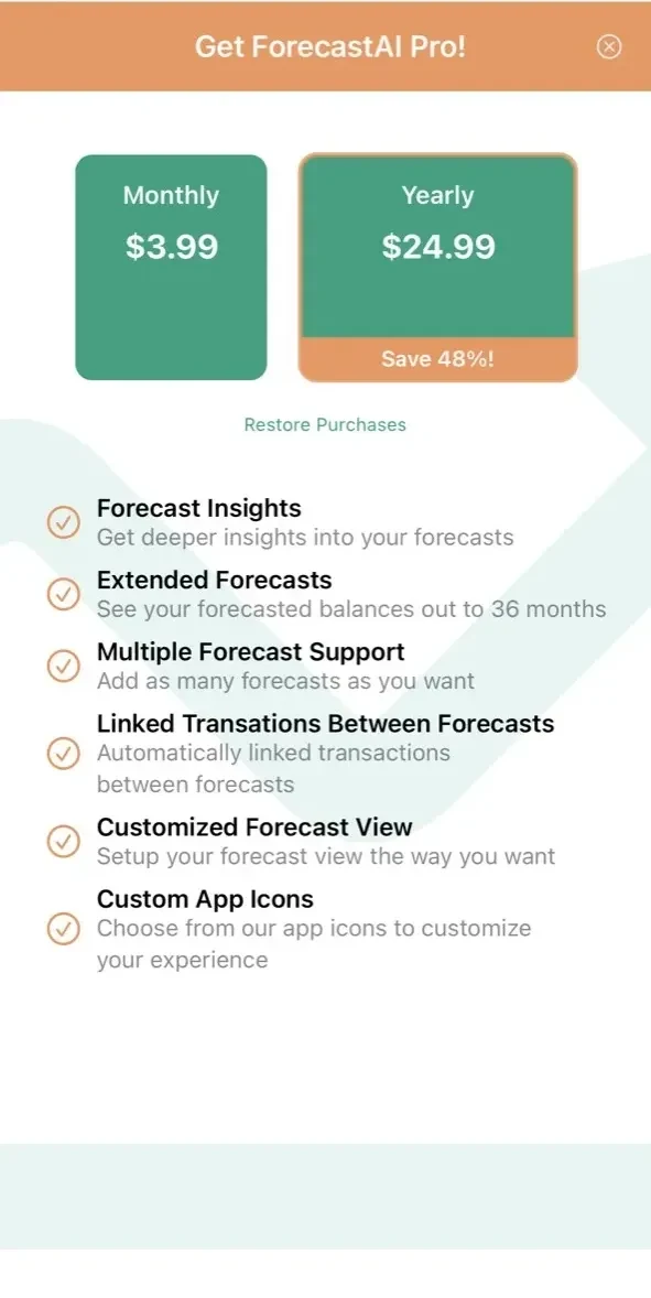 ForecastAI paywall screen