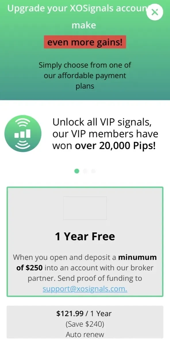 Forex Trading Signals. paywall screen