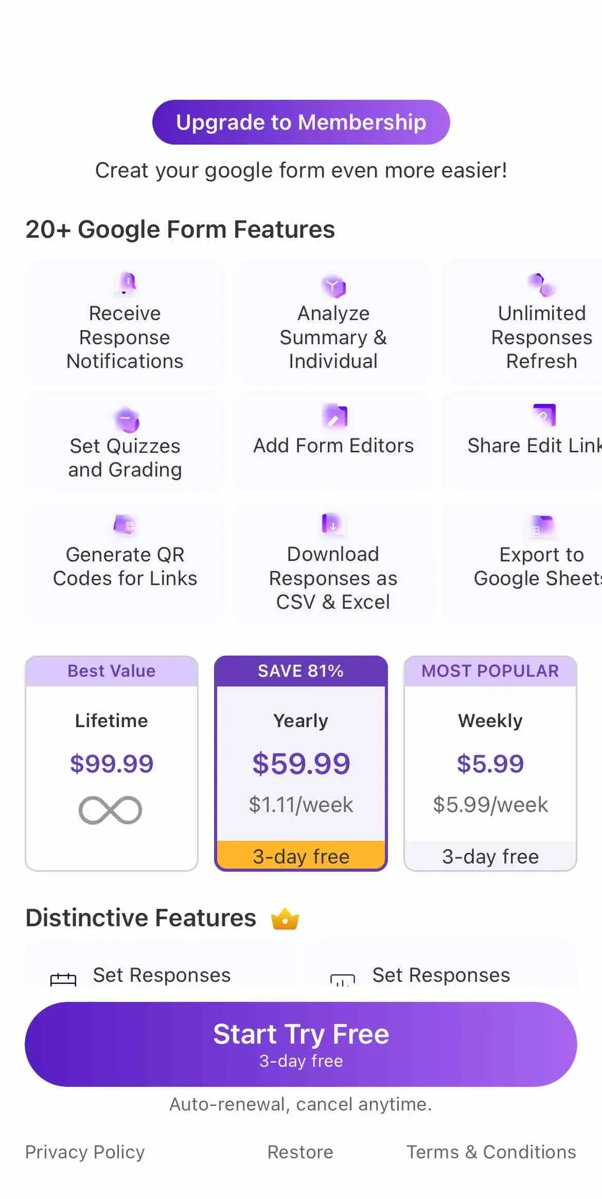 Forms paywall screen