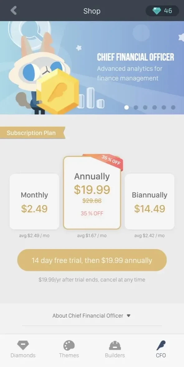 Fortune City paywall screen