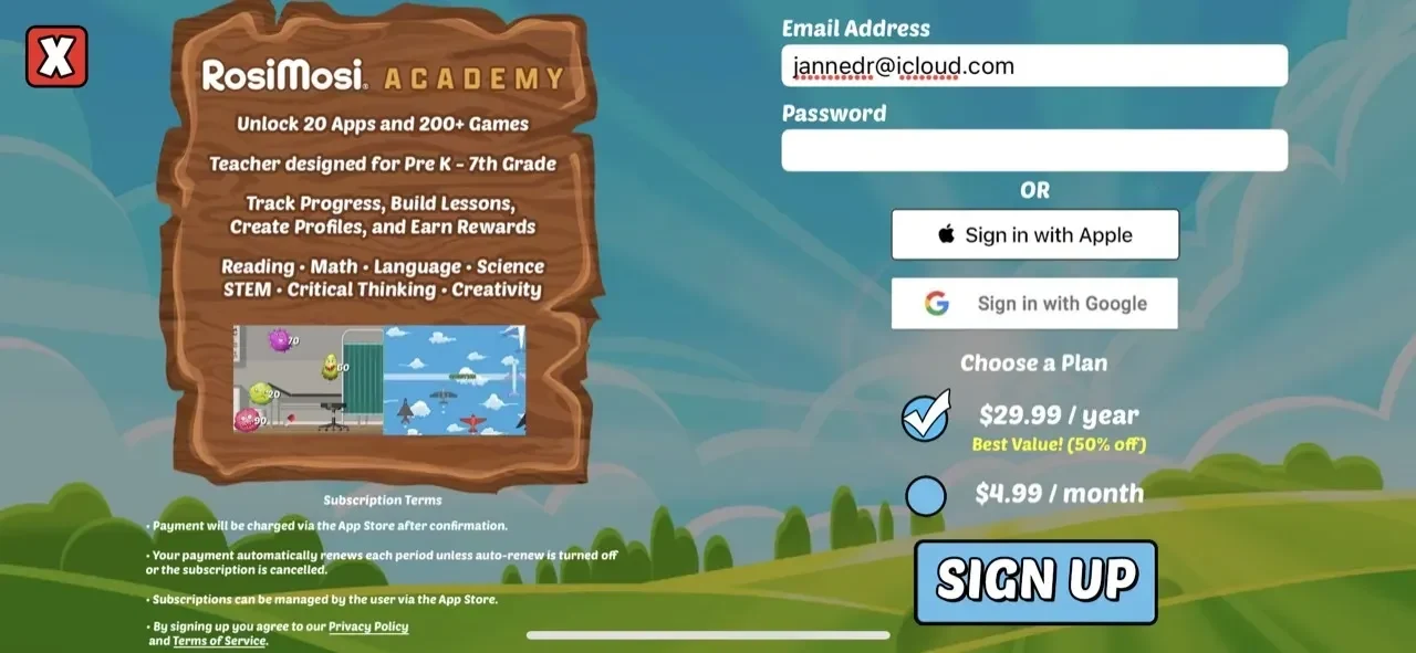 Fourth Grade Learning Games paywall screen