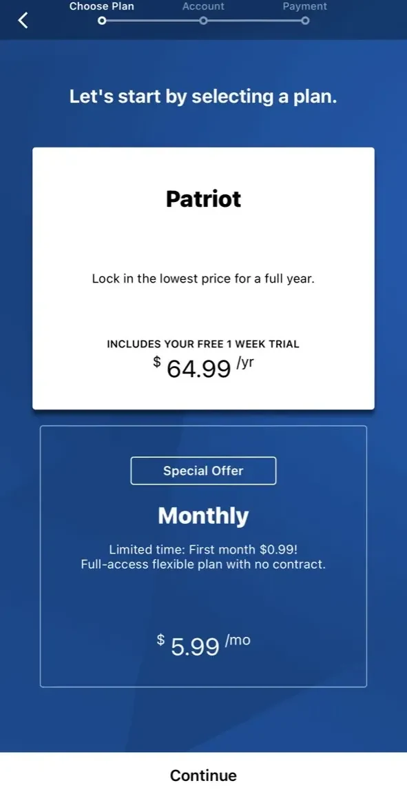 Fox Nation paywall screen