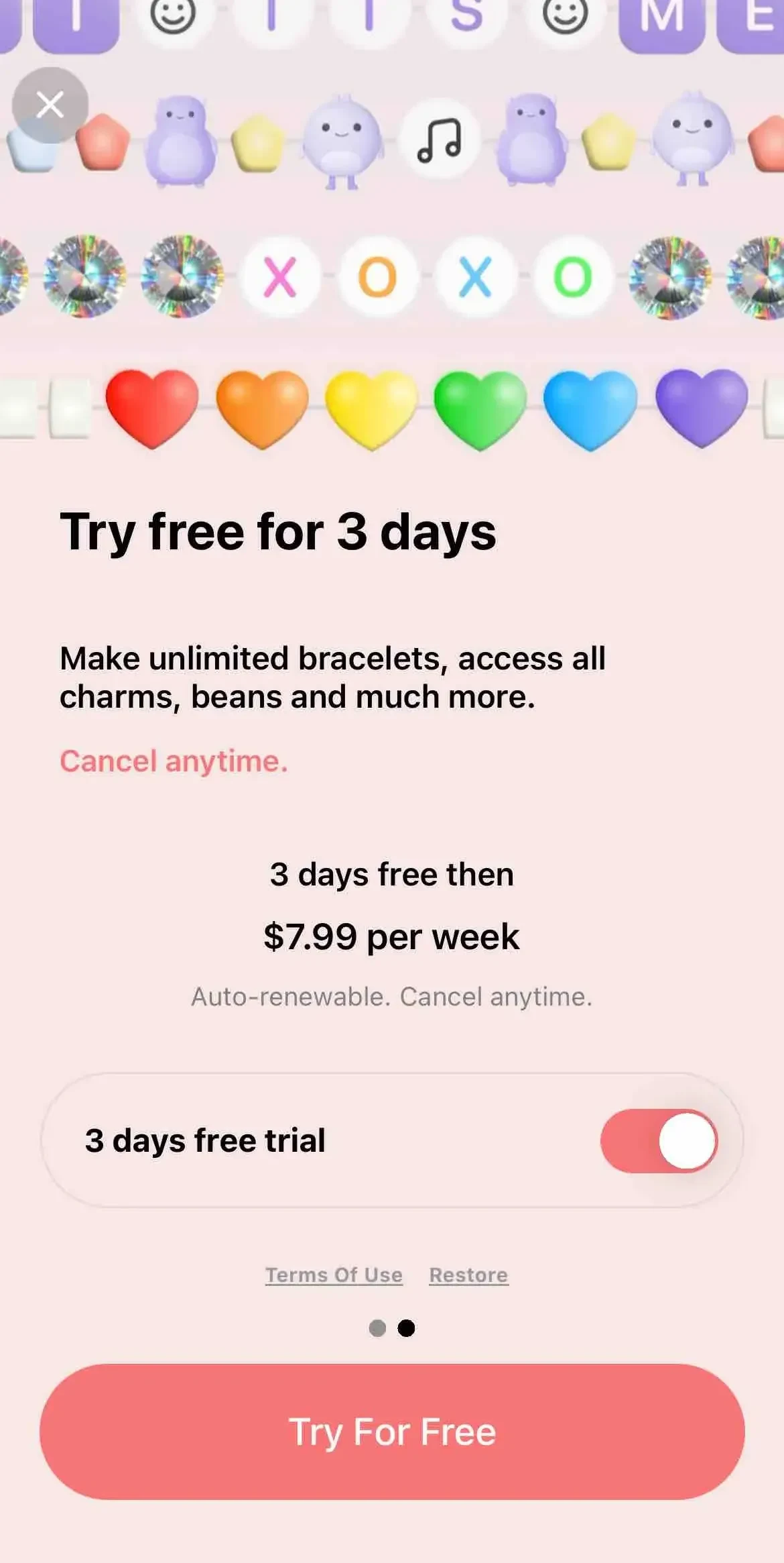 Friendship Bracelets paywall screen