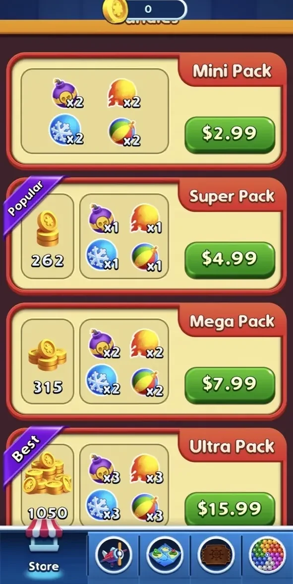 Bubble Shooter paywall screen