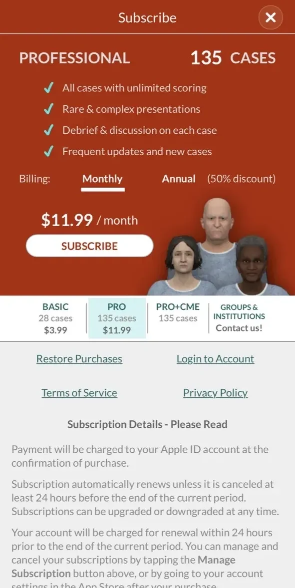 Full Code Medical Simulation paywall screen
