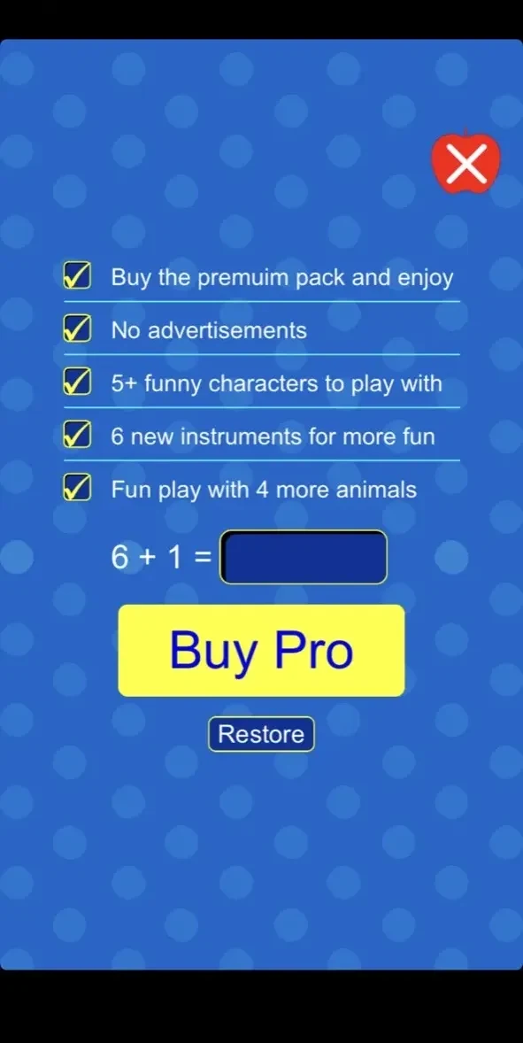 Fun phone toy for kids paywall screen