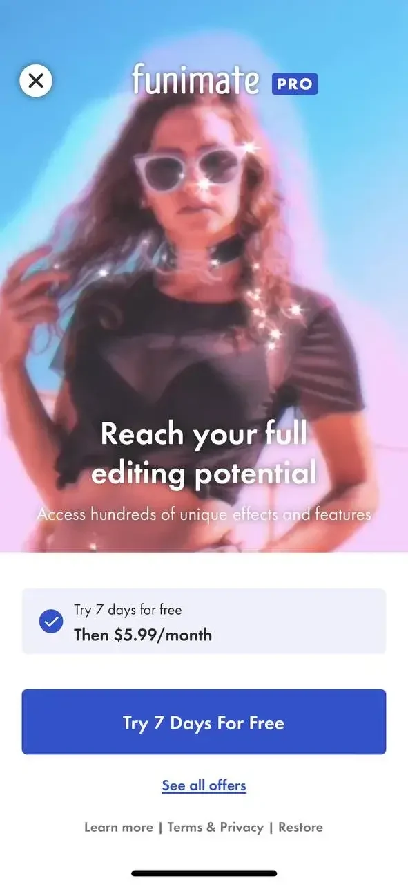 Funimate Video paywall screen