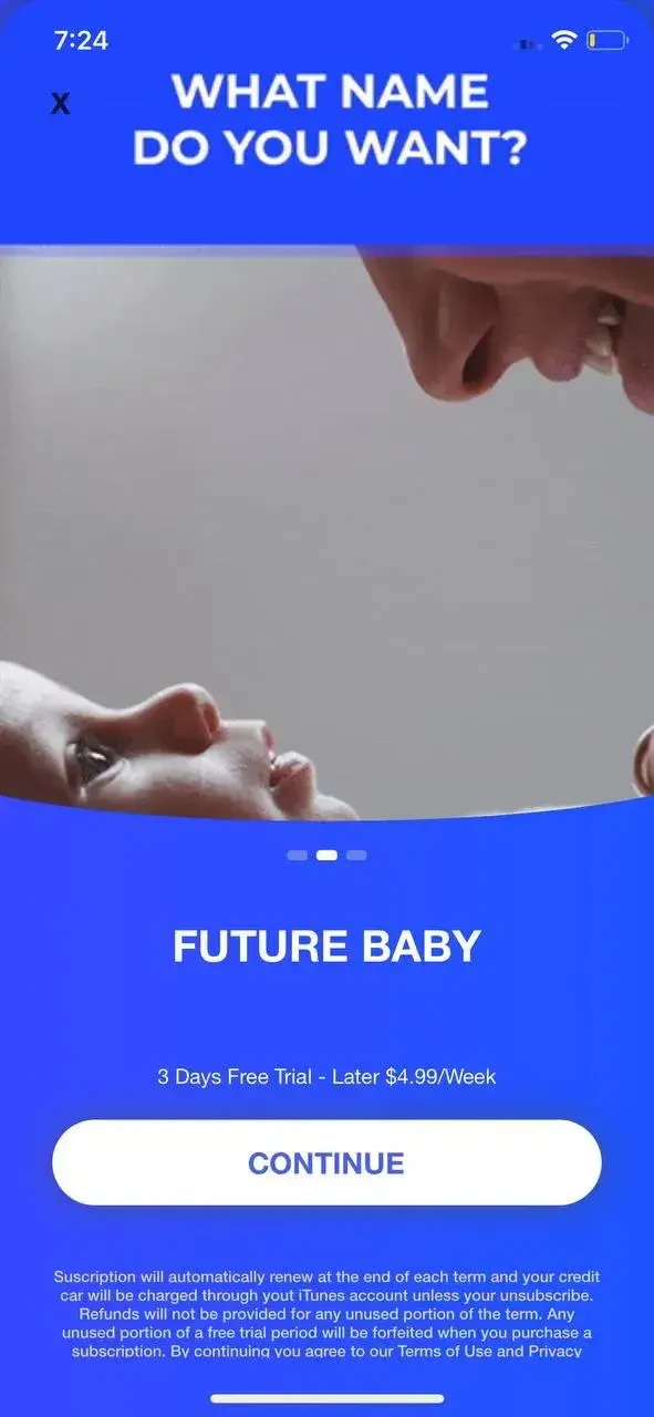 Future Baby Face Generator paywall screen