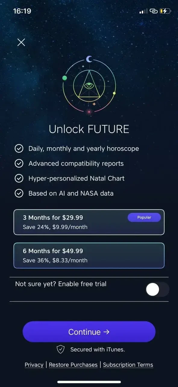Future paywall screen