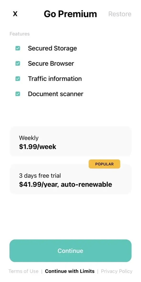 FutureScan paywall screen