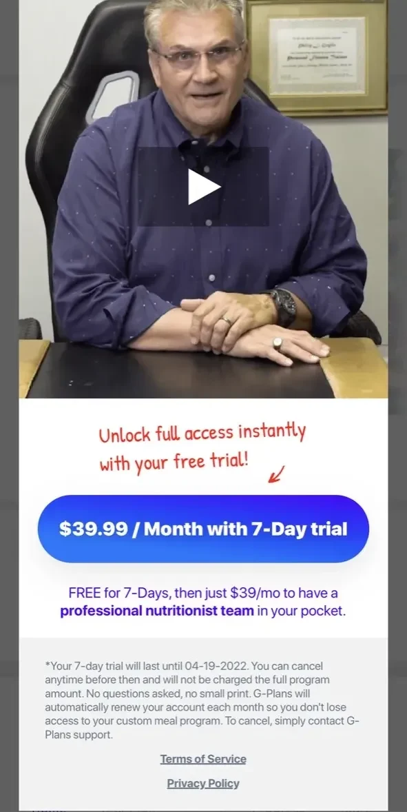 G-Plans paywall screen