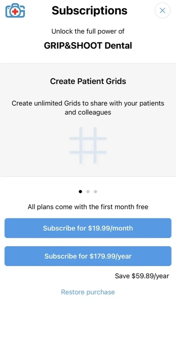 G&S Dental paywall screen