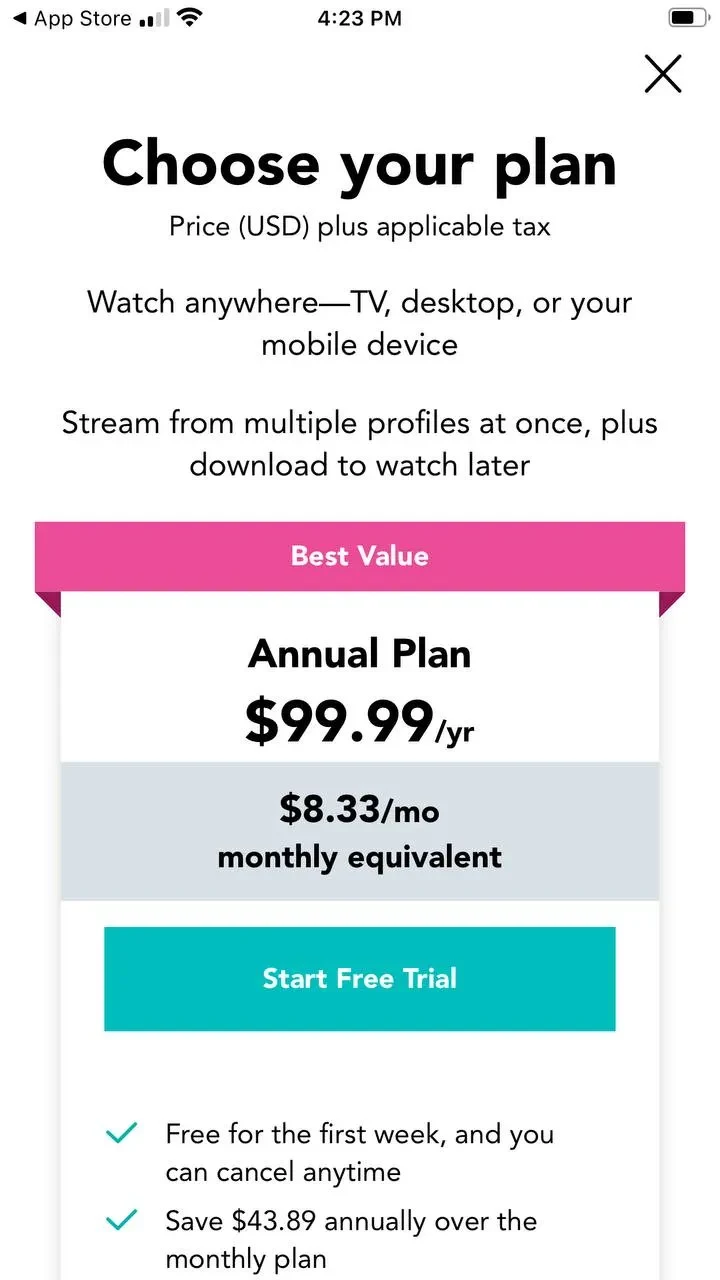 Gaia paywall screen