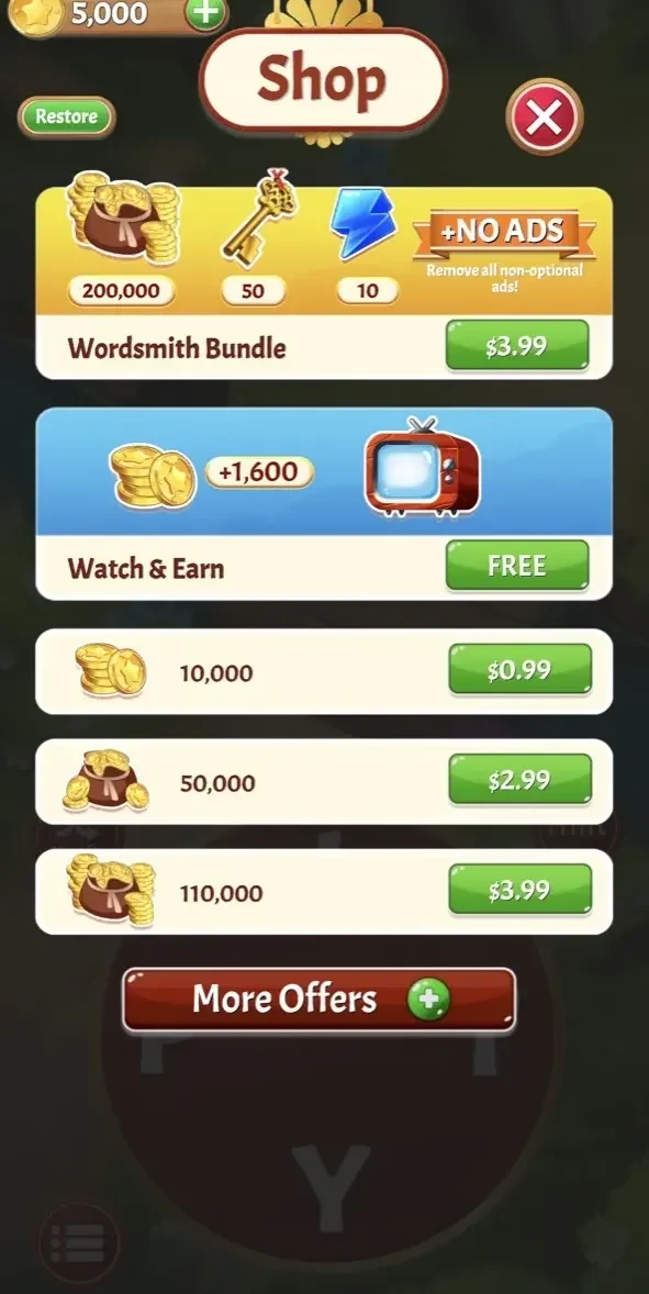Game of Words paywall screen