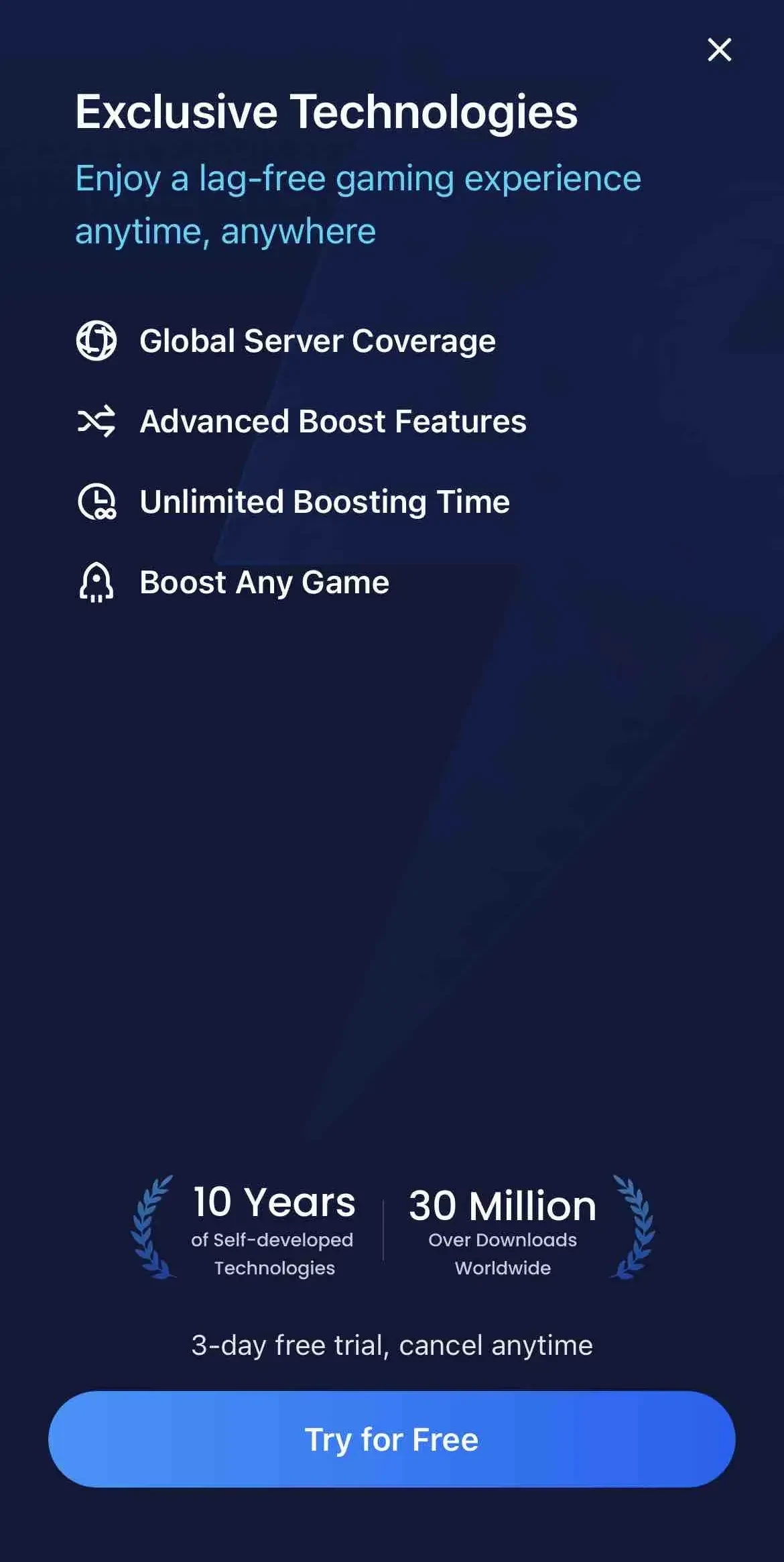 GearUP Game Booster paywall screen