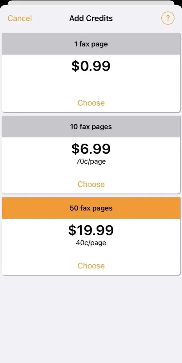 Genius Fax paywall screen