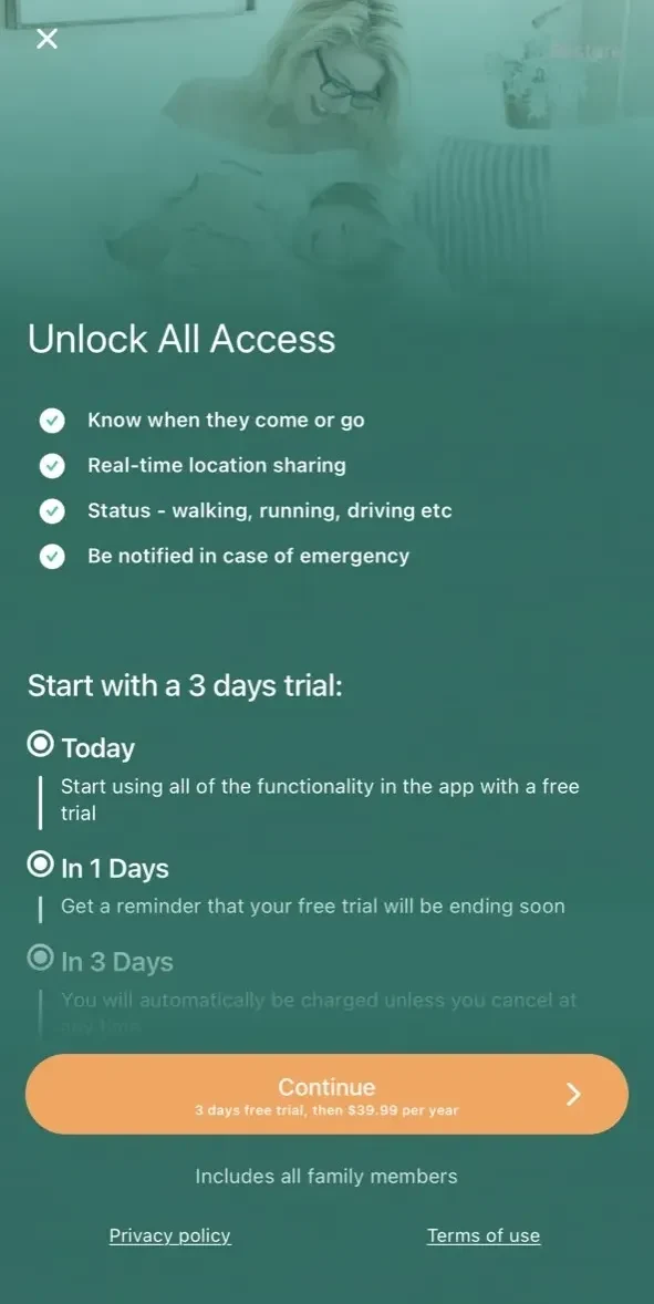 GeoZilla Phone Location Finder paywall screen