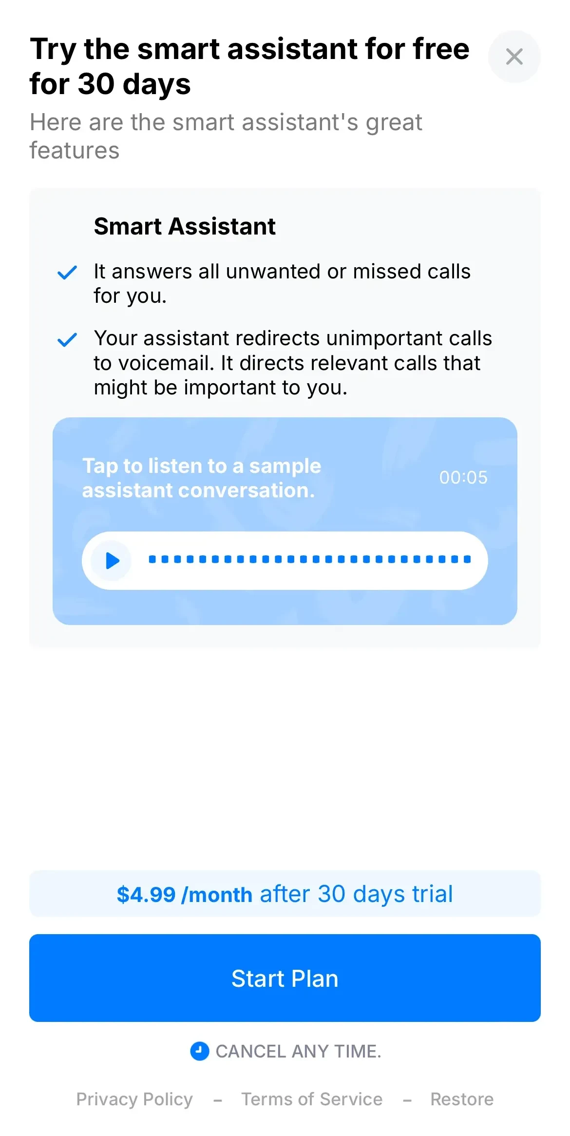 Getcontact paywall screen