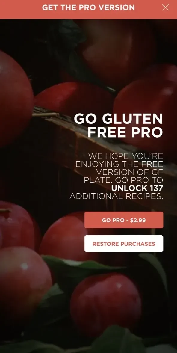 GF Plate paywall screen