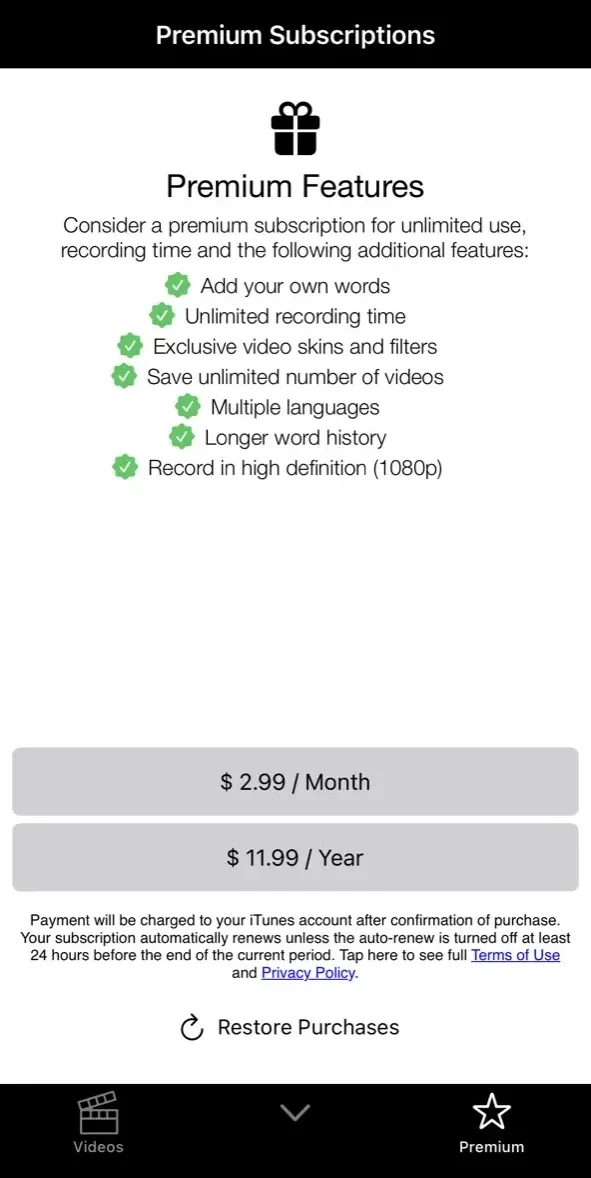 GhostTube paywall screen